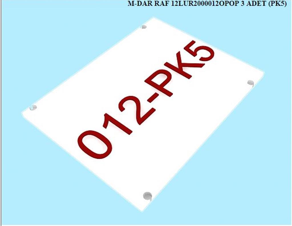 12LUR2000012OPOP, SRG GRD DAR RAF/OPAK BEYAZ